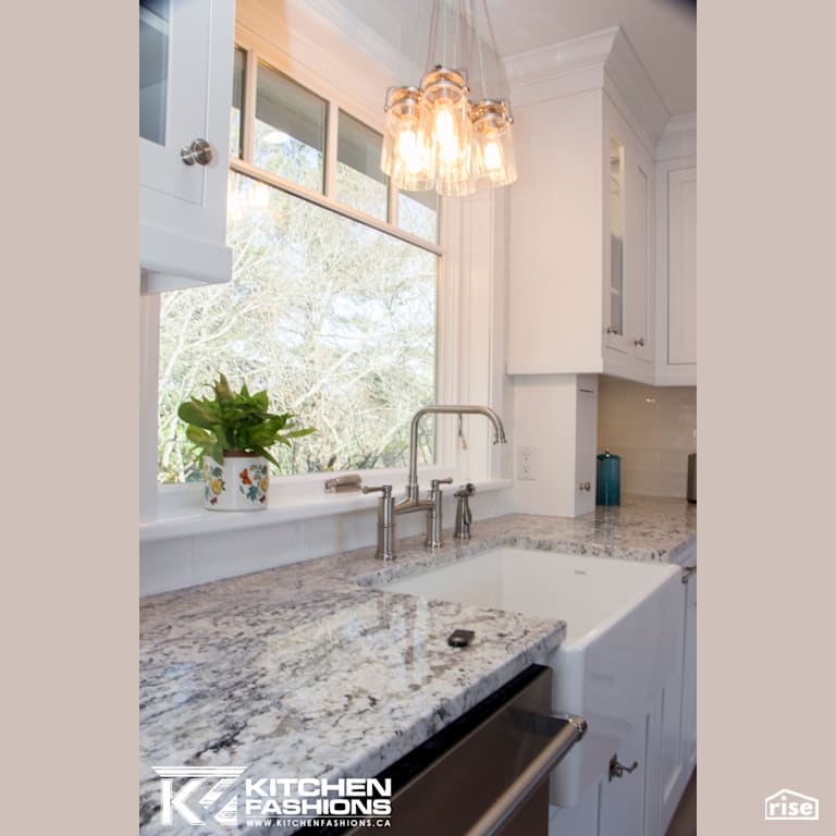 Kitchen Fashions - Elegant White Kitchen with Low-Flow Kitchen Faucet by Home Fashions