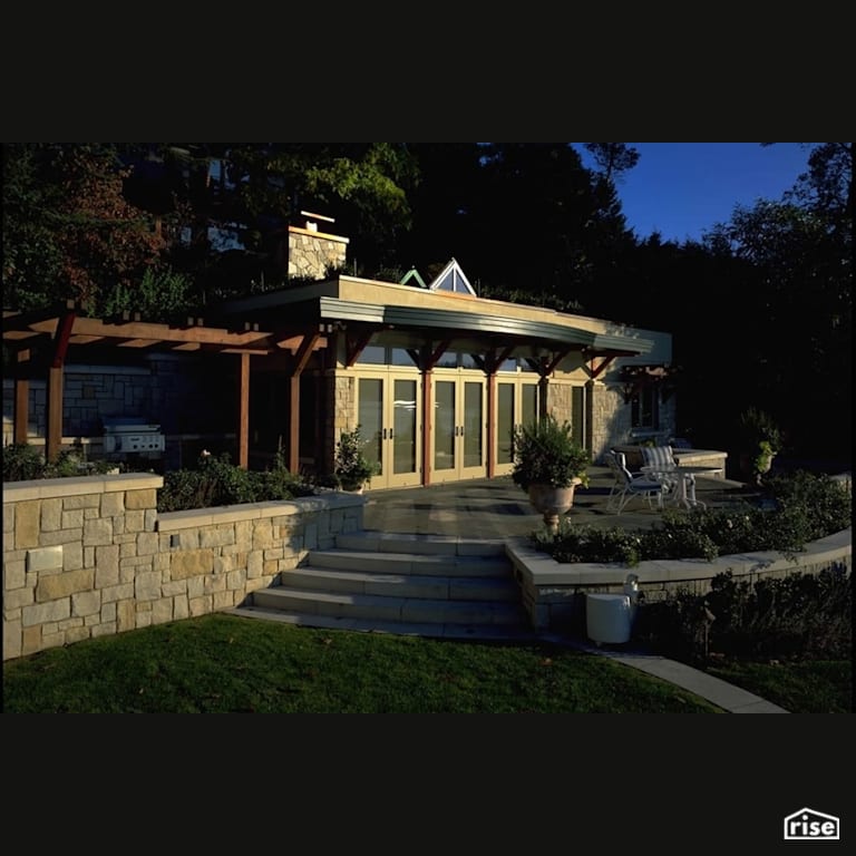 Bellevue exterior stone patio with Energy Star Exterior Door by Gant Nychay Architecture PLLC