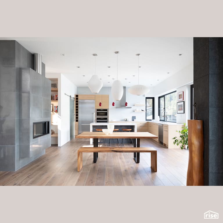 Kitchen - Dining Room with Gas Fireplace by Naikoon Contracting