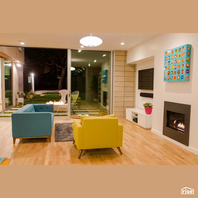 Living Room with Gas Fireplace by Alliance Green Builders