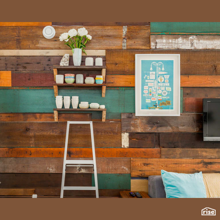 Worthington Reclaimed wood accent wall with Reclaimed Wood Siding by Lanefab Design/Build