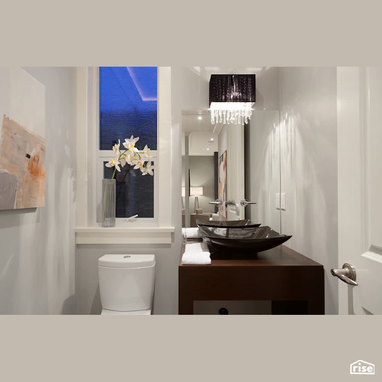 Clay Construction - Arbutus Craftsman - Powder Room with Dual Flush Toilet by Clay Construction