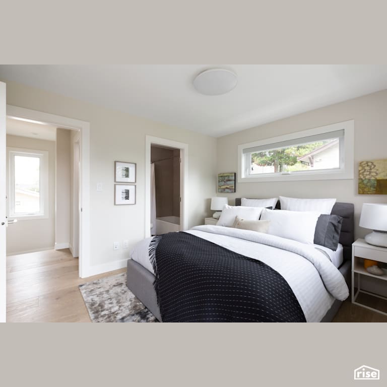 MODCUBE Master Bedroom with Prefabricated Panelized Home by Synthesis Design