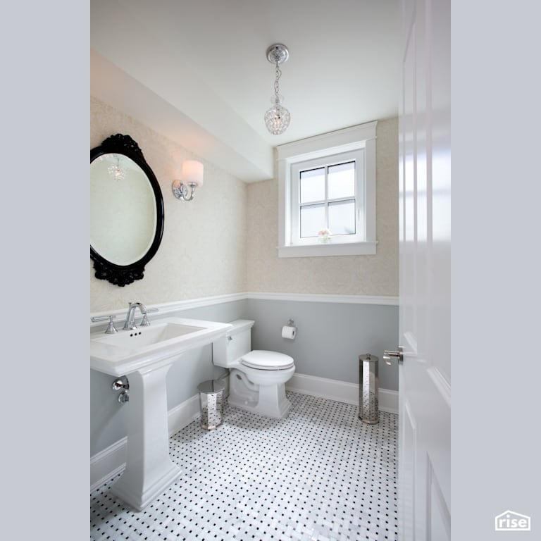 Powder Room with Low-Flow Bathroom Faucet by Naikoon Contracting