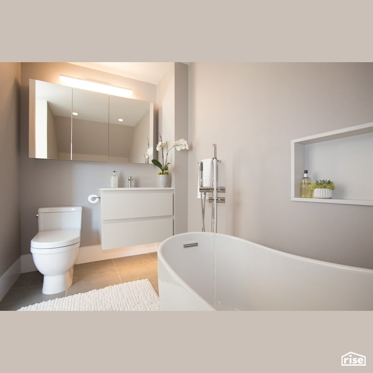 Penthouse Bathroom with LED Lighting by Synthesis Design