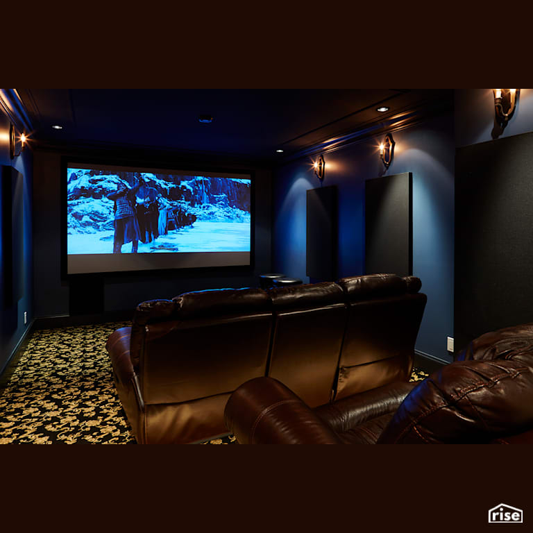 Theatre Room with Integrated LED by My House Design/Build Team Ltd.