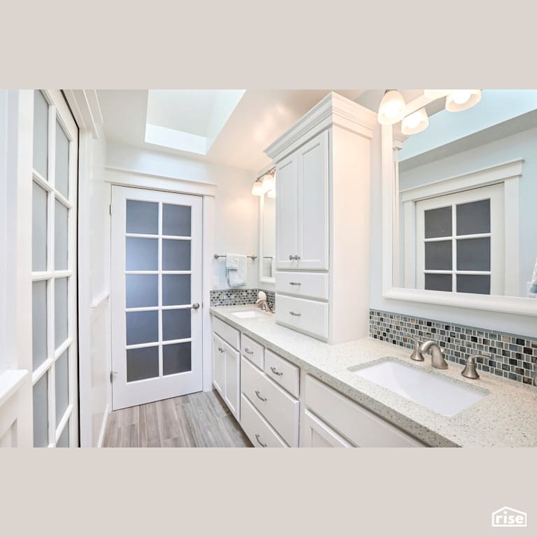 Sky Pearl Vanity with Recycled Glass Countertop by IceStone