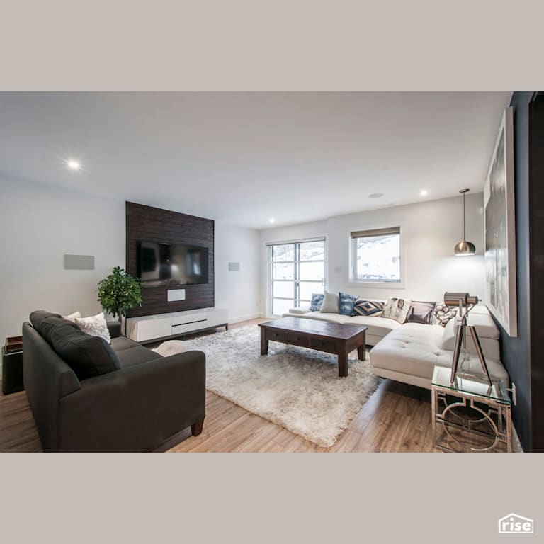 Paradiso Basement Family Room with LED Lighting by Bowers Construction