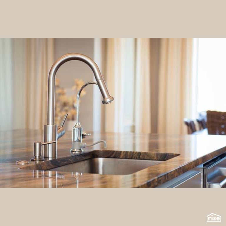 Kitchen Island with Low-Flow Kitchen Faucet by Winsome Construction