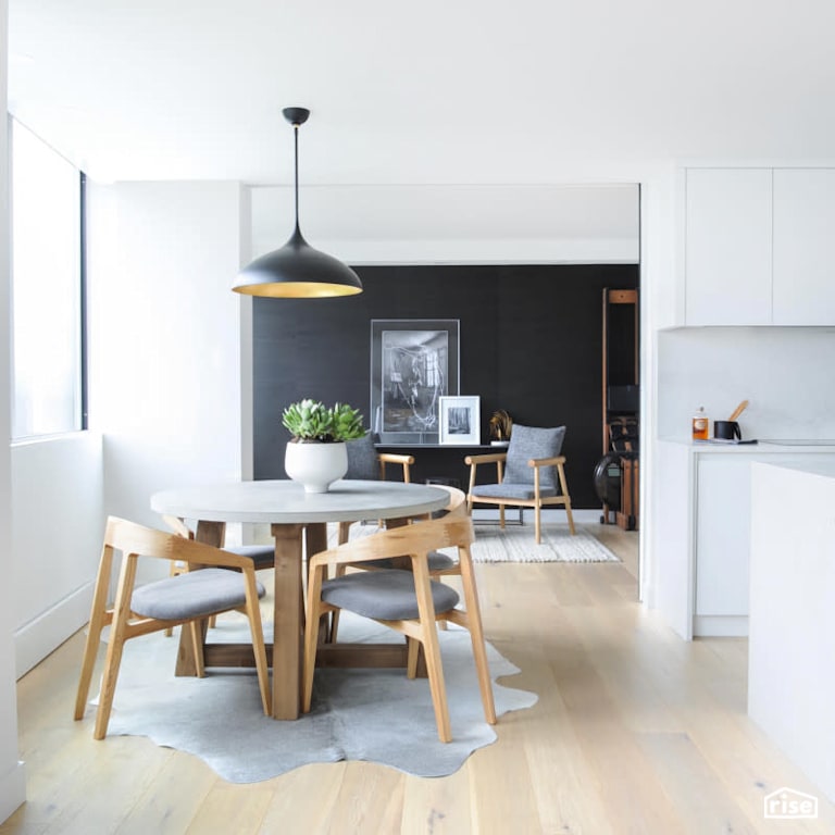Dining Room with Engineered Hardwood by PlaidFox