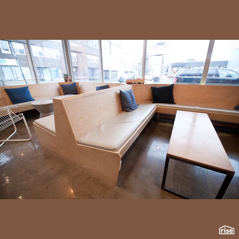 The most comfortable banquettes in town with Wood Veneer Cabinet by RSI Projects