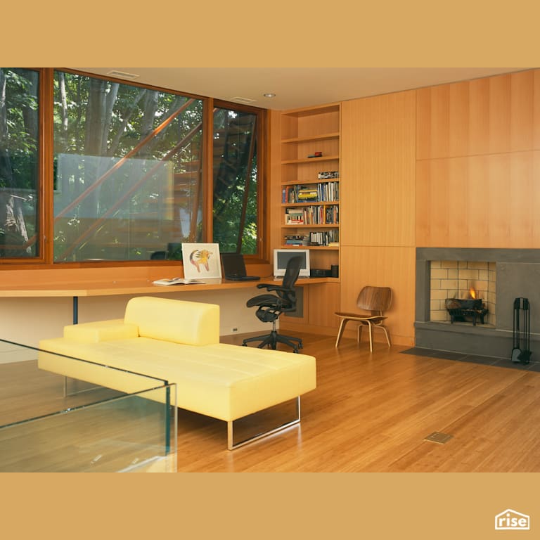 Copper House Home Office with Fixed Window by Charles Rose Architects