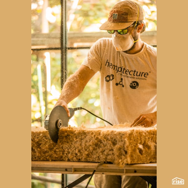 Cutting HempWool with Hemp Batt Insulation by Hempitecture