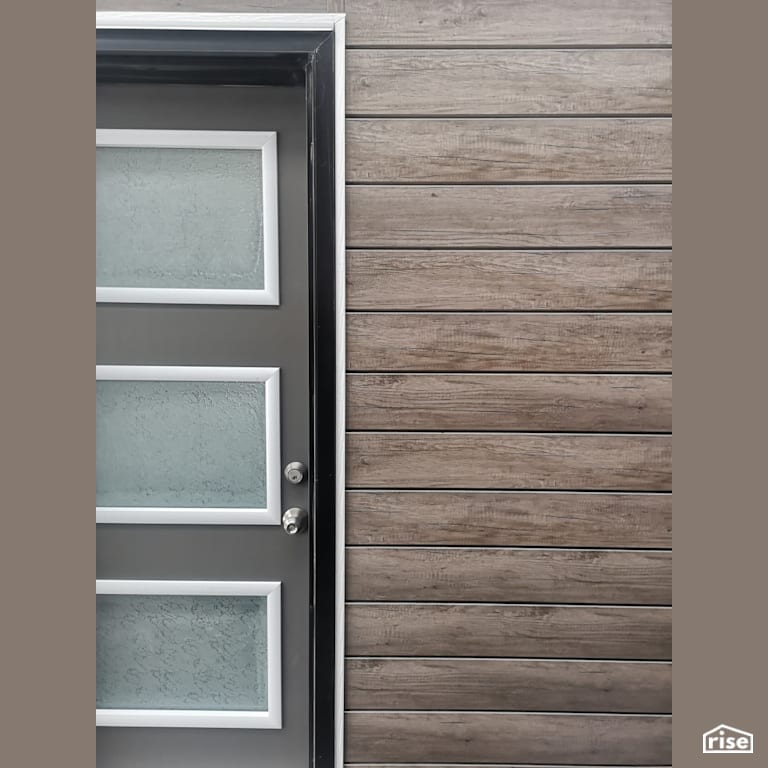 Entryway with wood grain composite siding with Composite or Engineered Siding by ChamClad by Chameleon