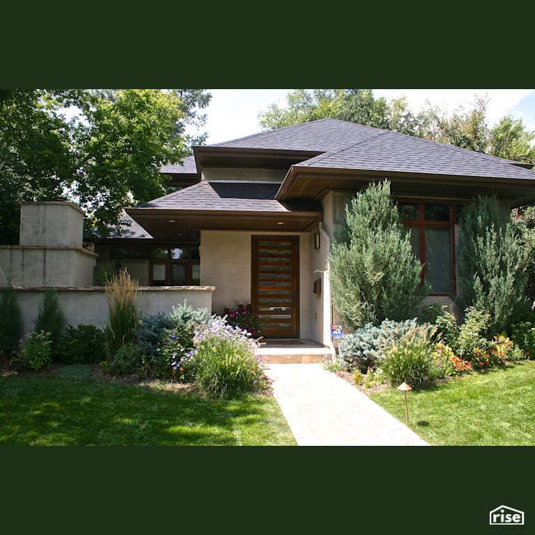 Fearnow exterior entryway with Wood Mulch by Revolve Design Build