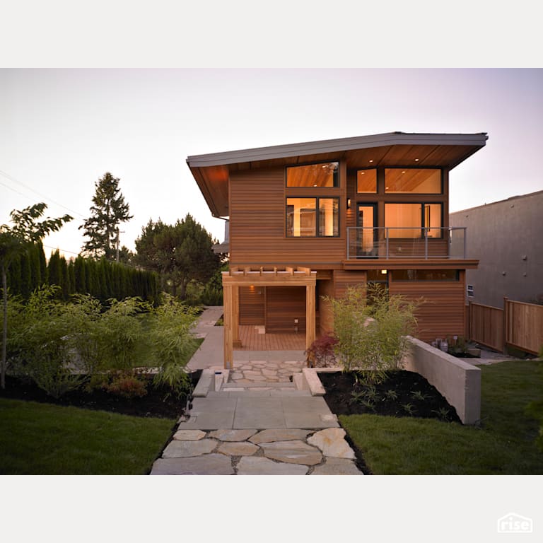 Exterior with Accent Outdoor Lighting by My House Design/Build Team Ltd.