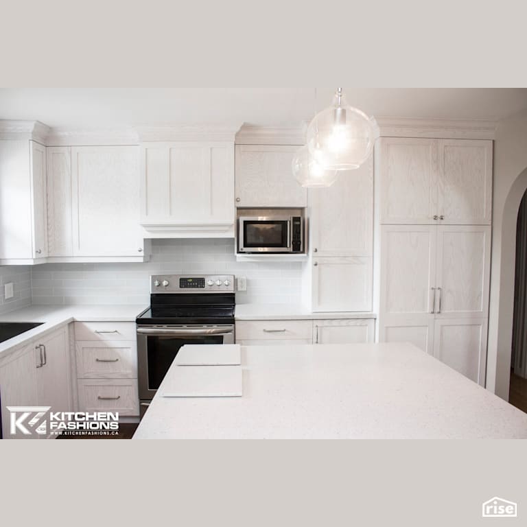 White Frosted Kitchen with Induction Range by Home Fashions