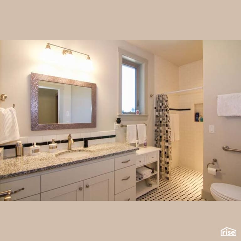 Bathroom with FSC Certified Wood Cabinet by Winsome Construction
