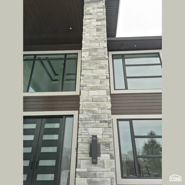 Composite siding entryway with accent lighting with Accent Outdoor Lighting by ChamClad by Chameleon