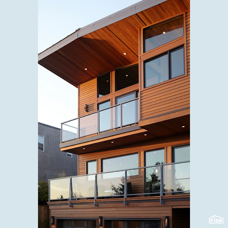 Exterior with Accent Outdoor Lighting by My House Design/Build Team Ltd.