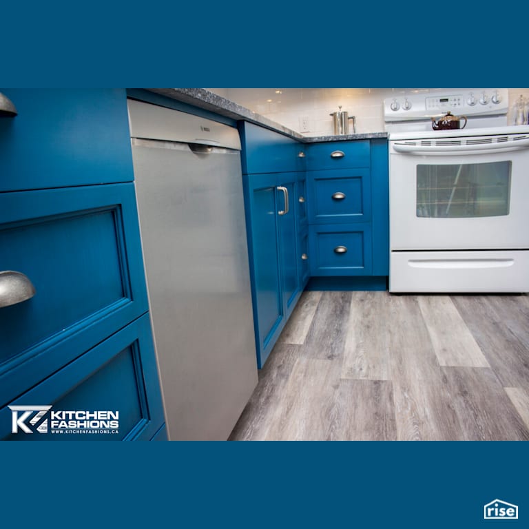 Kitchen Fashions - Bright Blue Kitchen with Dishwasher by Home Fashions