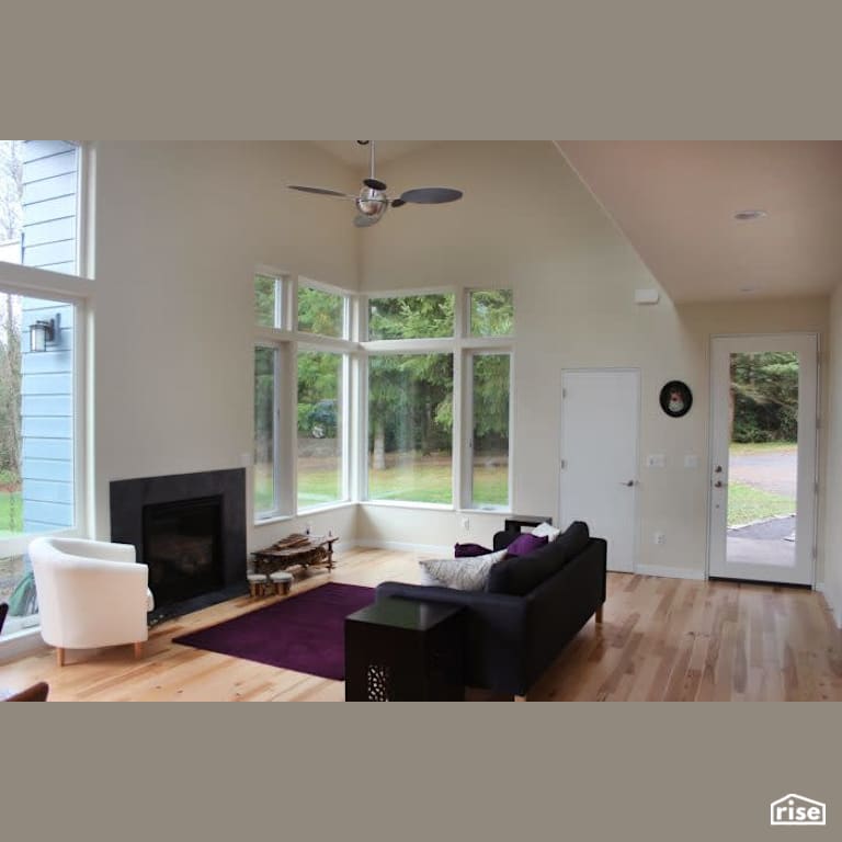 Living Room with Gas Fireplace by Winsome Construction
