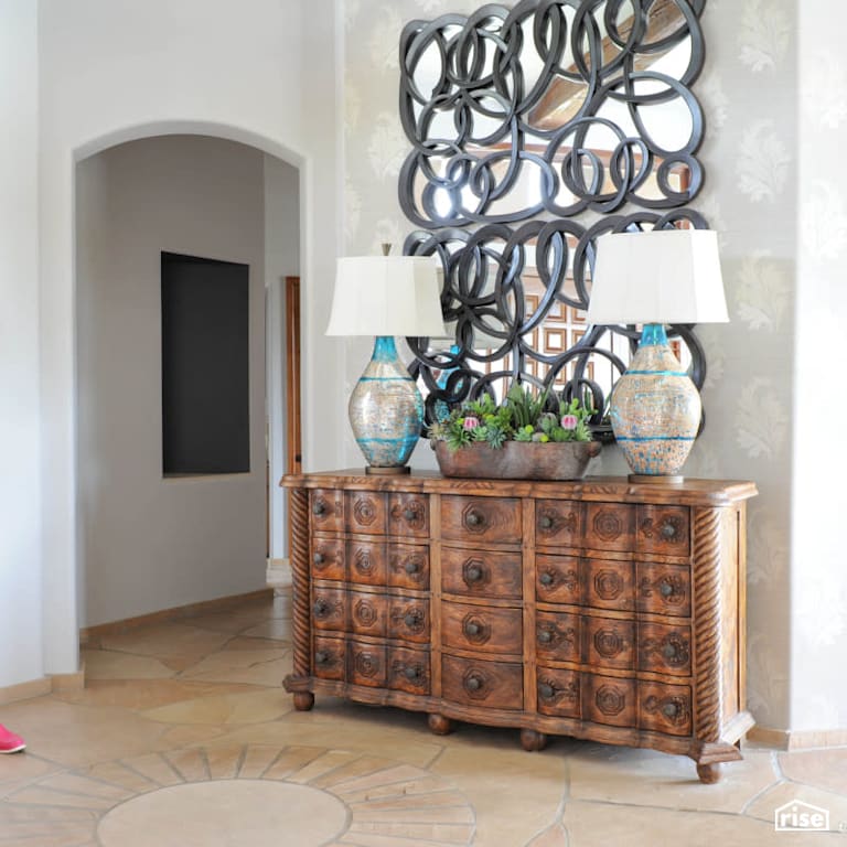 Entryway with Salvaged Wood Furniture by PlaidFox
