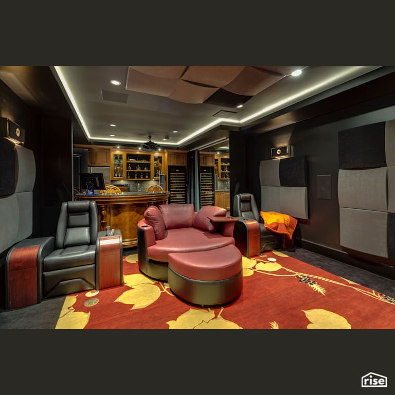 Executive Elegance - Home Theatre with LED Strip Light by Clay Construction