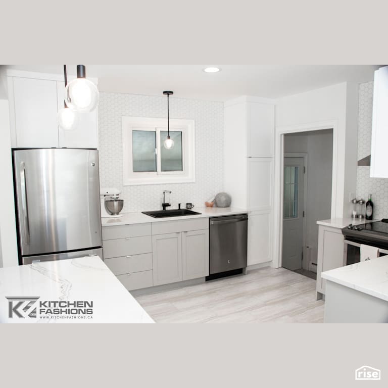 Kitchen Fashions - White Modern Kitchen with LED Lighting by Home Fashions