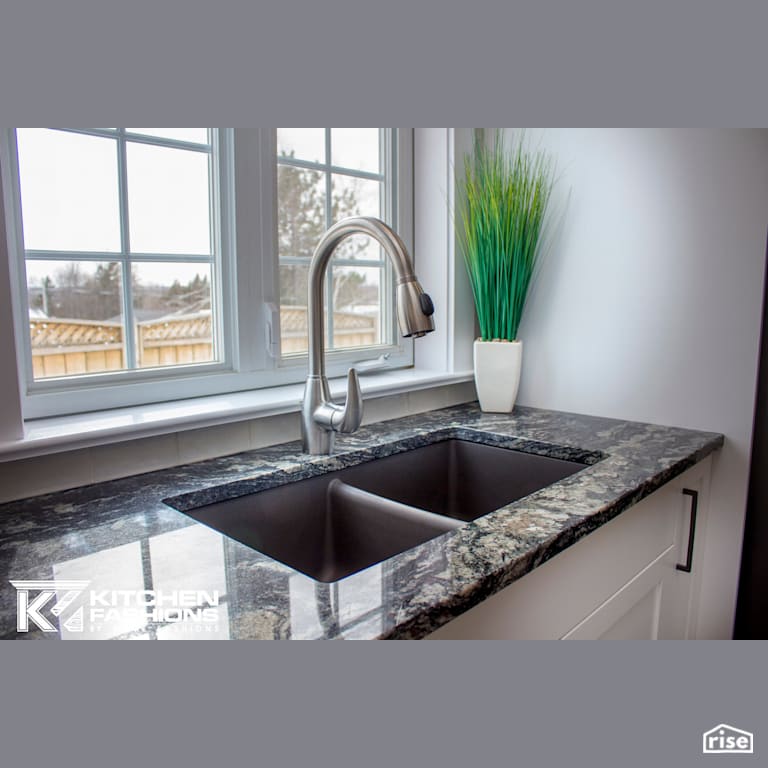 Kitchen Fashions - Beautiful Granite Kitchen with Low-Flow Kitchen Faucet by Home Fashions