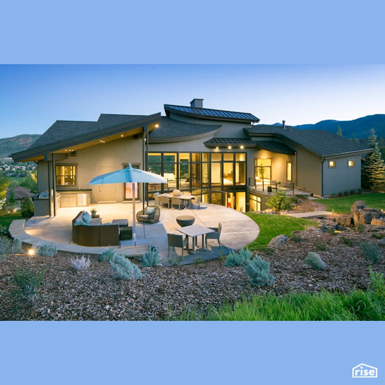 Rear patio of Utah dream home with Integrated LED by Alpen High Performance Products