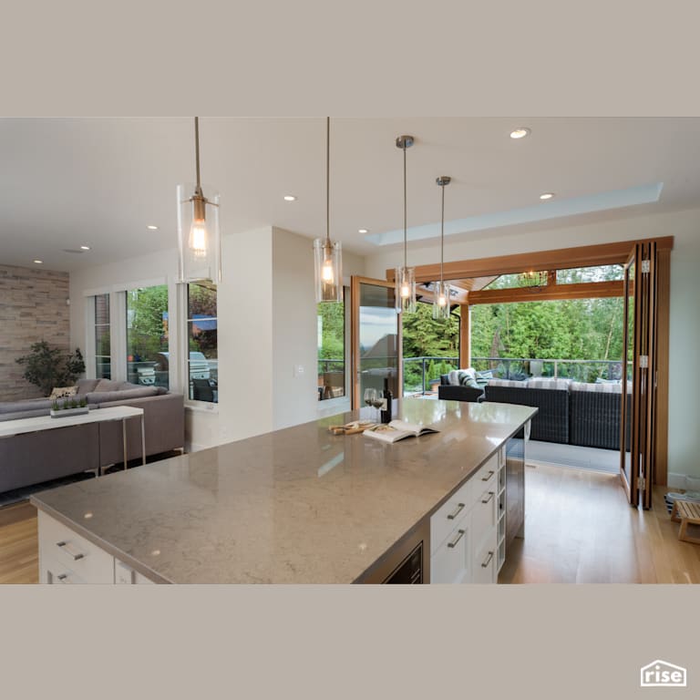 Kitchen with Tilt-and-Turn Patio Door by My House Design/Build Team Ltd.