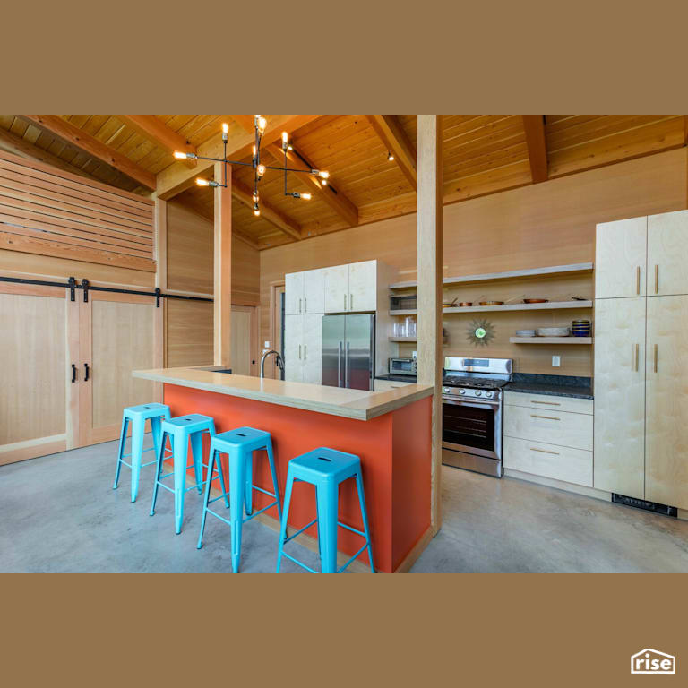 New England Cabin with Wood Veneer Cabinet by FabCab Inc