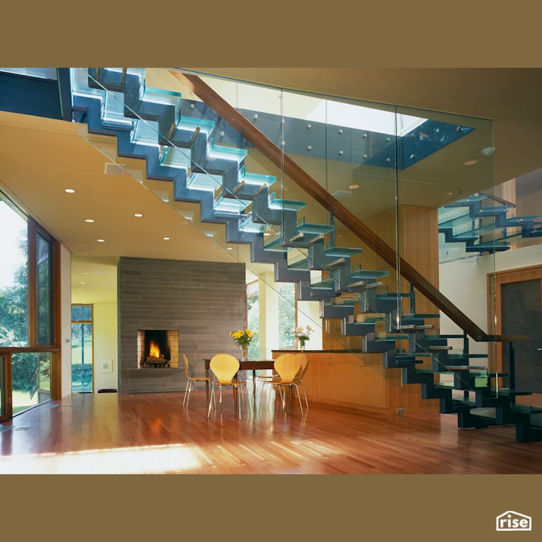Copper House - Staircase with Fixed Window by Charles Rose Architects