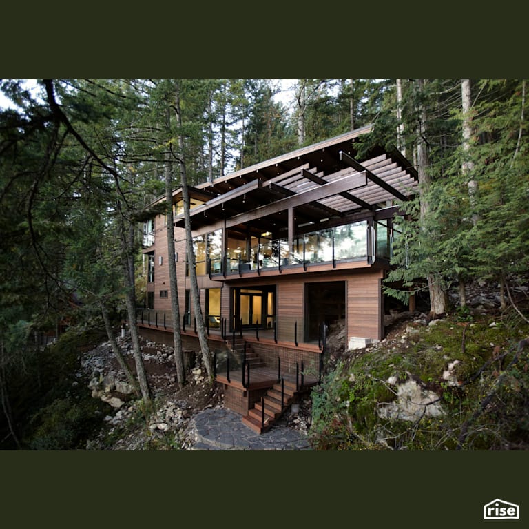 Exterior with Accent Outdoor Lighting by My House Design/Build Team Ltd.