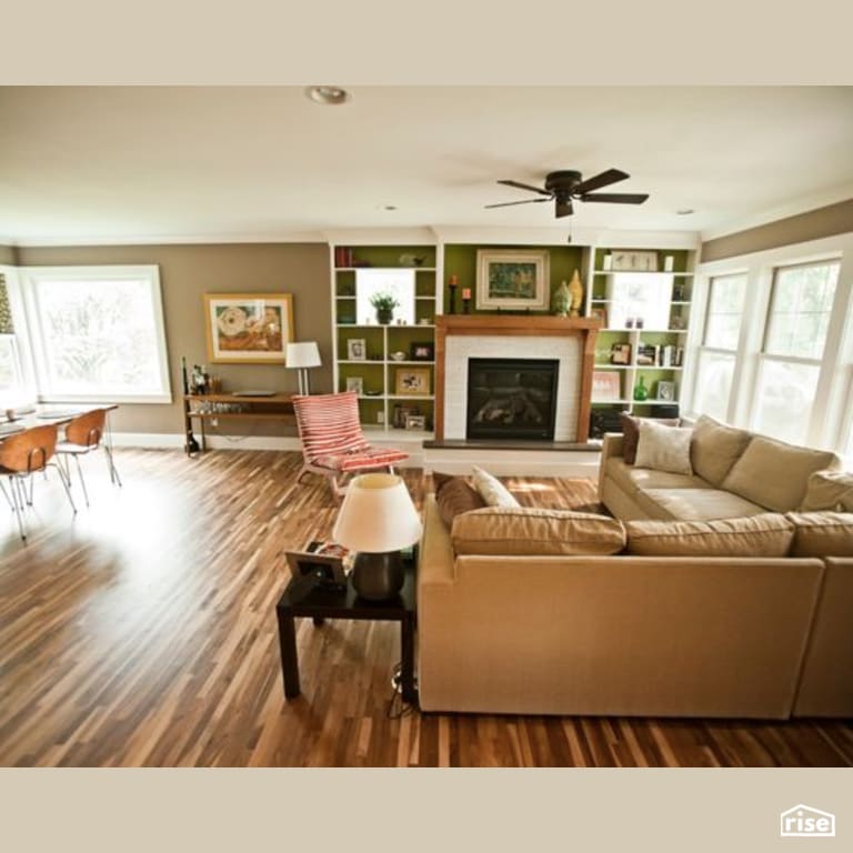 Living Room with FSC Certified Hardwood by Constructive Builders