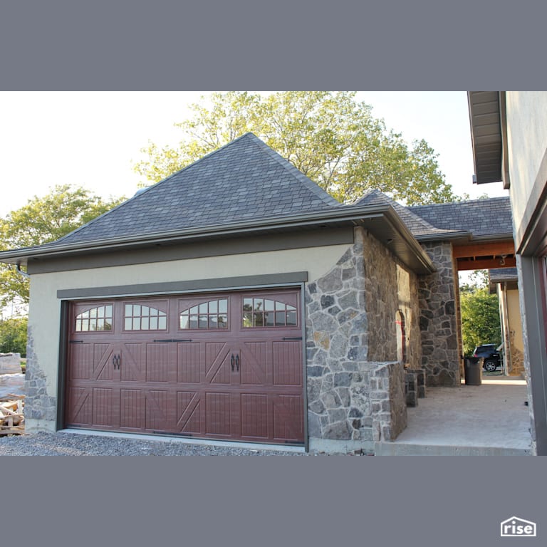 Garage with stone siding with Stone Siding by Masonal Stone Inc