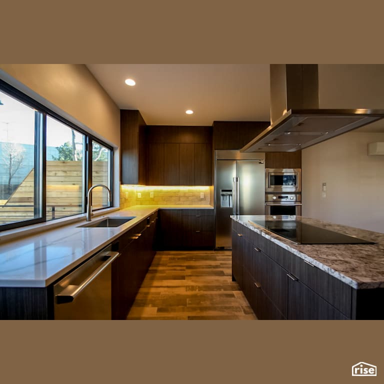 Earth tone kitchen with Low-Flow Kitchen Faucet by Alpen High Performance Products