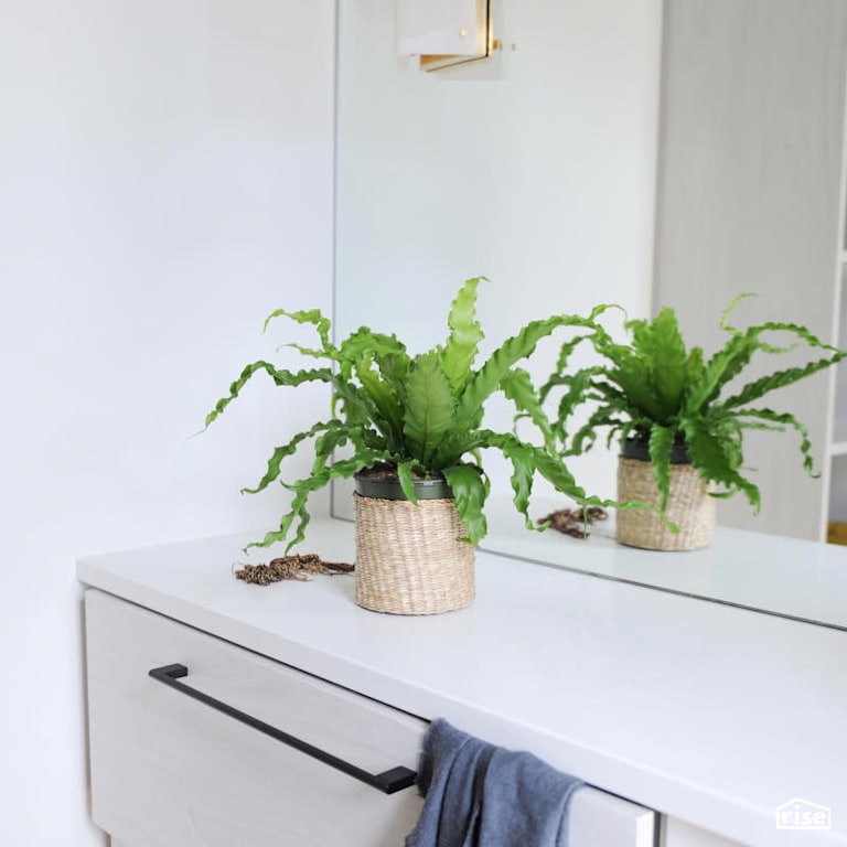 Luxton Square - Bathroom with Wood Veneer Cabinet by PlaidFox