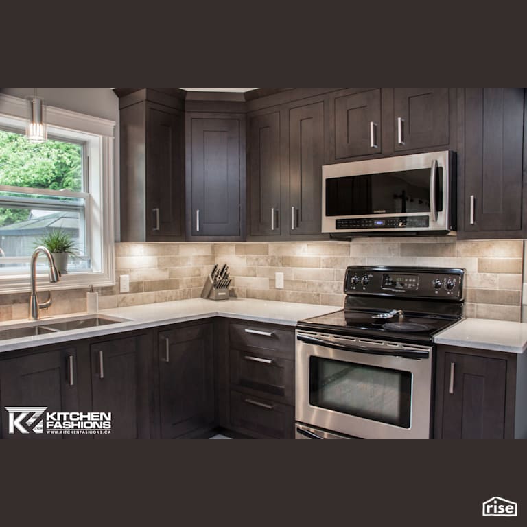 Dark Elegant Kitchen with Low-Flow Kitchen Faucet by Home Fashions