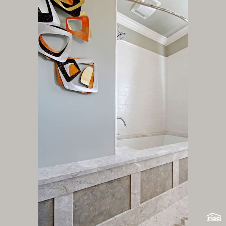 Master bath soaker tub with Low-Flow Bathroom Faucet by Gant Nychay Architecture PLLC