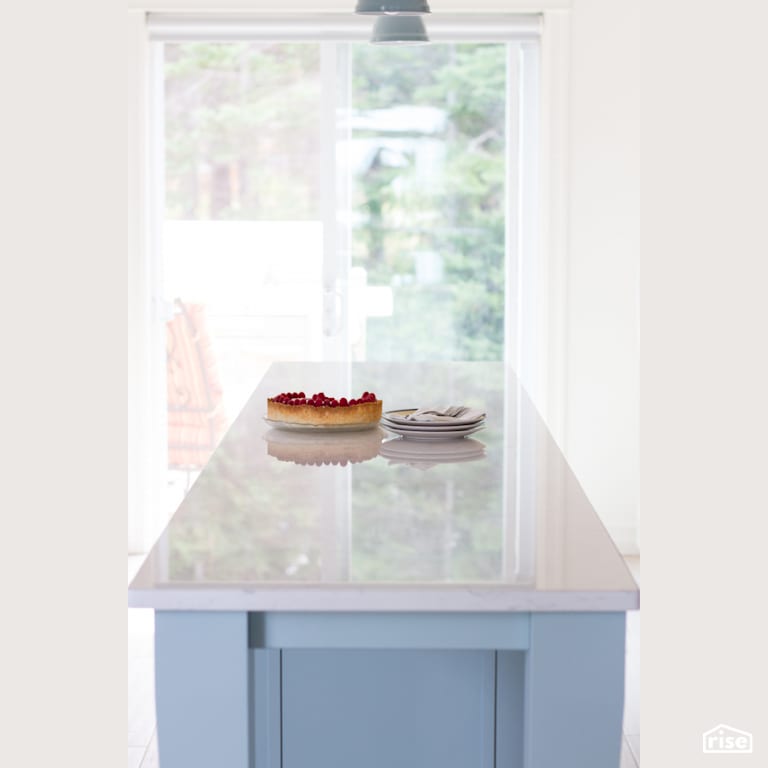Quartz Kitchen Island with Formaldehyde-free MDF cabinet by Osez Interiors