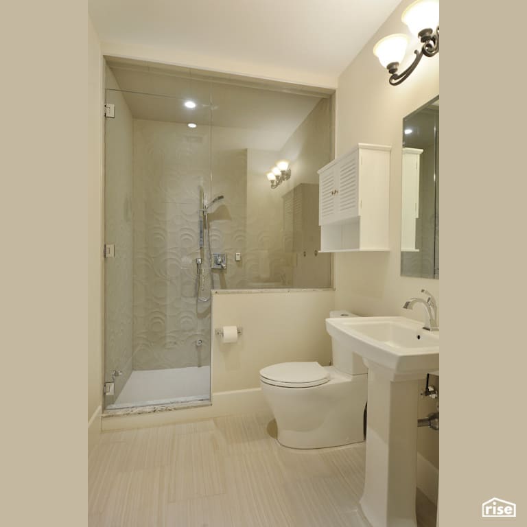 Bathroom with Low-Flow Showerhead by My House Design/Build Team Ltd.