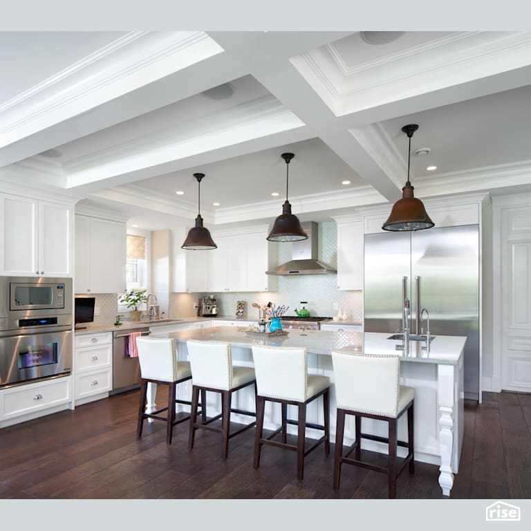 Kitchen Island With Rustic Lighting with Wall Oven by Naikoon Contracting
