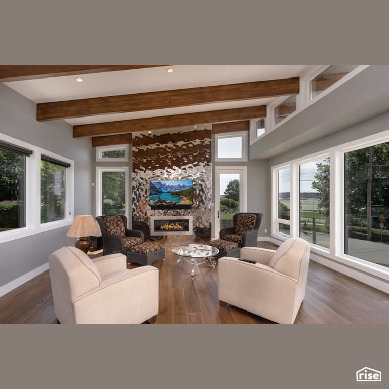 Living Room with Integrated LED by My House Design/Build Team Ltd.