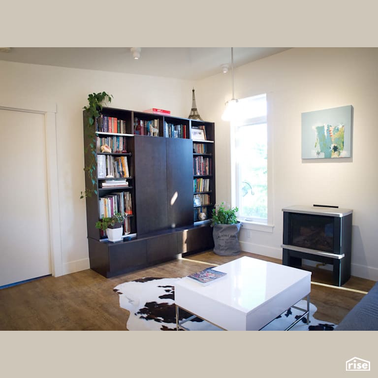 Living Area with Main Heat Source with Casement Window by Deborah Nicholson Simple Living Design