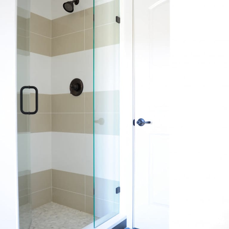 Bathroom Shower with Low-Flow Showerhead by PlaidFox