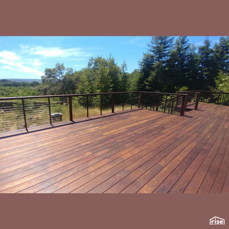 Long Thermally Modified Wood Deck with Thermally Modified Wood Decking by Americana by Bingaman