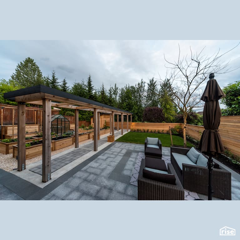Patio with Outdoor Gardens by My House Design/Build Team Ltd.