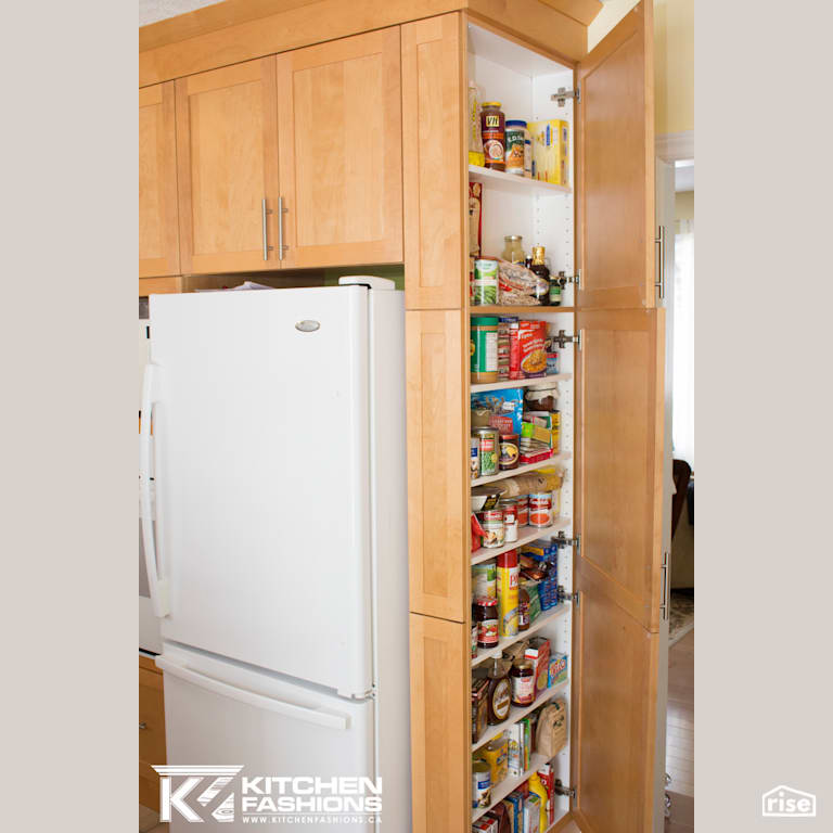 Kitchen Fashions - Birch Pecan Stained Kitchen with Refrigerator by Home Fashions
